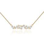 0.40 TCW Emerald & Round Moissanite Diamond Cluster Style Necklace