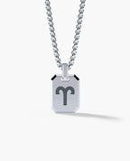 ARIES MINI ZODIAC Dog Tag Silver Pendant