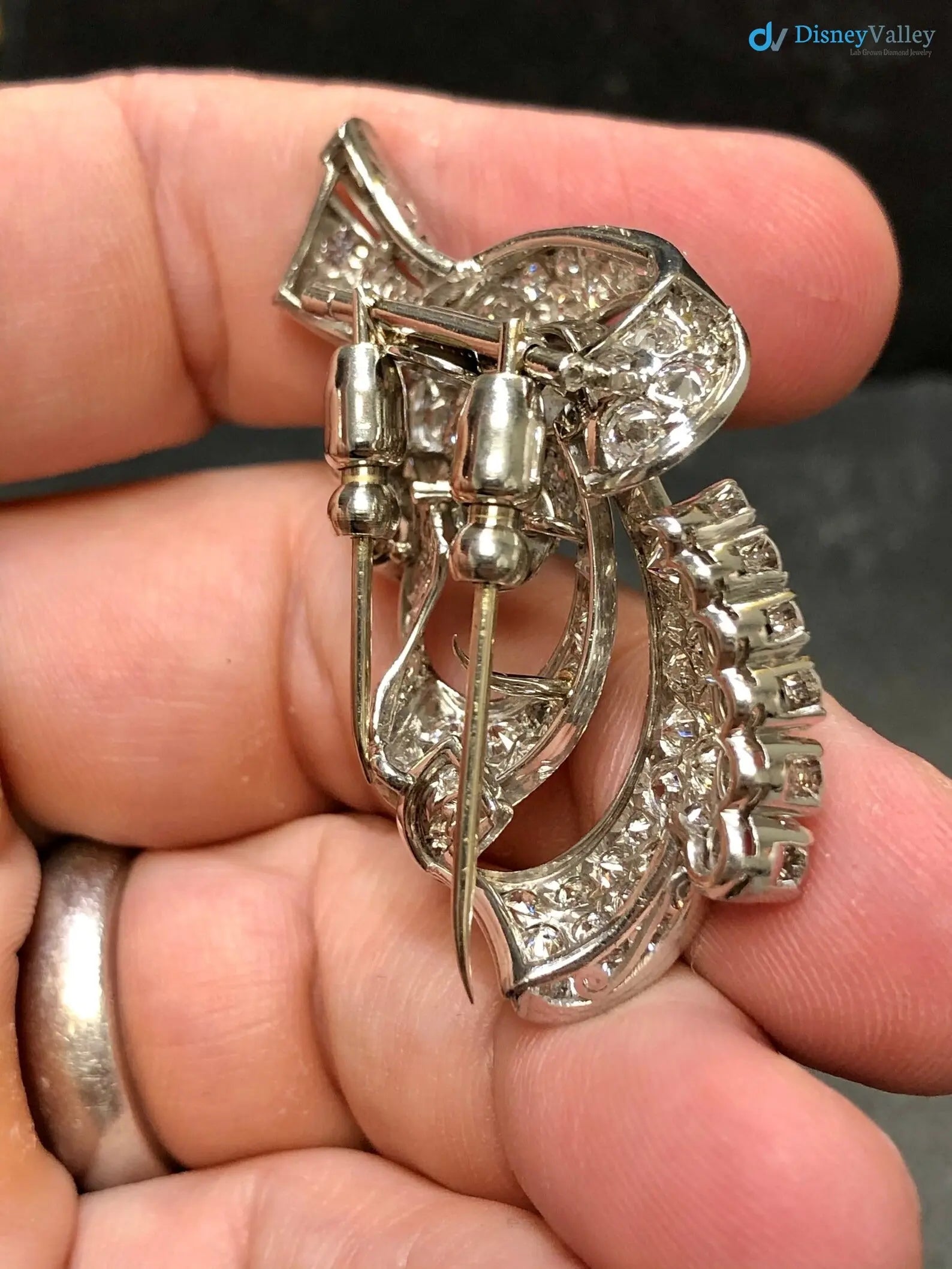 Art Deco Vintage floral with moissanite diamond brooch DisneyValley