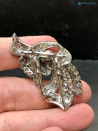Art Deco Vintage floral with moissanite diamond brooch DisneyValley