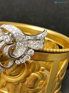 Art Deco Vintage floral with moissanite diamond brooch DisneyValley