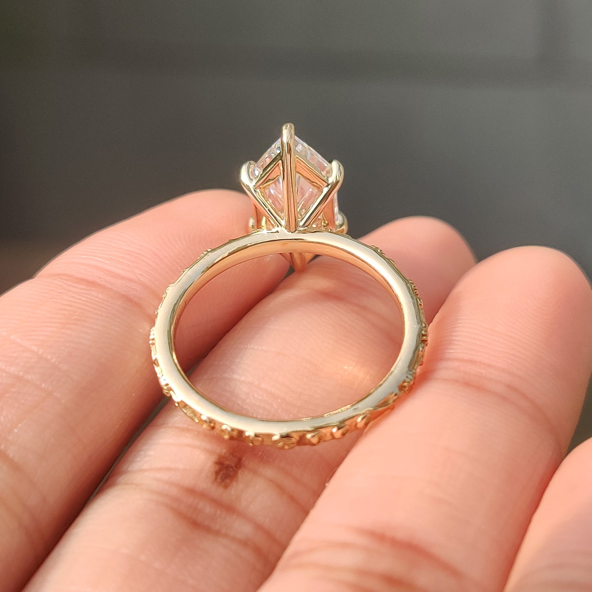 Nature Inspired Dutch Marquise Engagement Ring in Sunflower Design