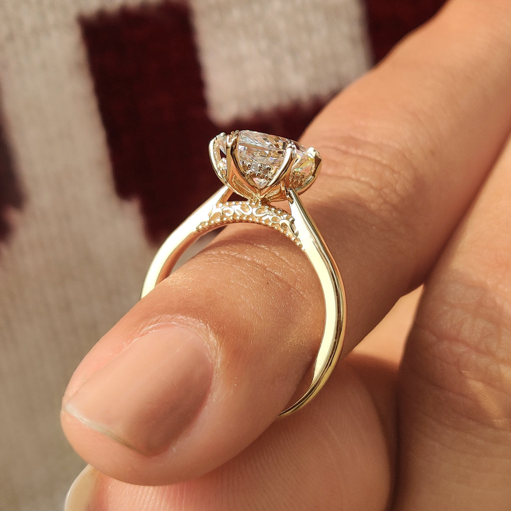 Dutch Marquise Engagement Ring with Hidden Filigree Detailing