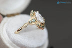 Astraea half halo with marquise and dark green irradiated diamonds engagement ring DisneyValley