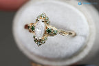 Astraea half halo with marquise and dark green irradiated diamonds engagement ring DisneyValley
