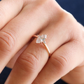 1.0 CT Marquise Three Stone Moissanite Engagement Ring