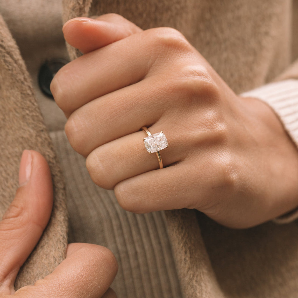 1.50 - 3.50 CT Elongated Cushion Moissanite Hidden Halo Engagement Ring