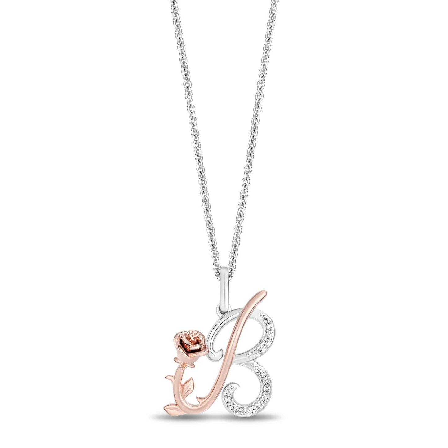 Enchanted Disney Fine Jewelry Diamonds Alphabet A to Z Belle Pendant Necklace