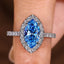 Blue Marquise Cut Diamond Ring in Halo Style