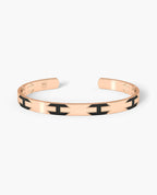 BRIGGS Gold Cuff Bangle Bracelet with Black Diamonds - 6.5mm