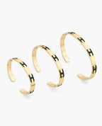 BRIGGS Gold Cuff Bangle Bracelet with Black Diamonds - 6.5mm