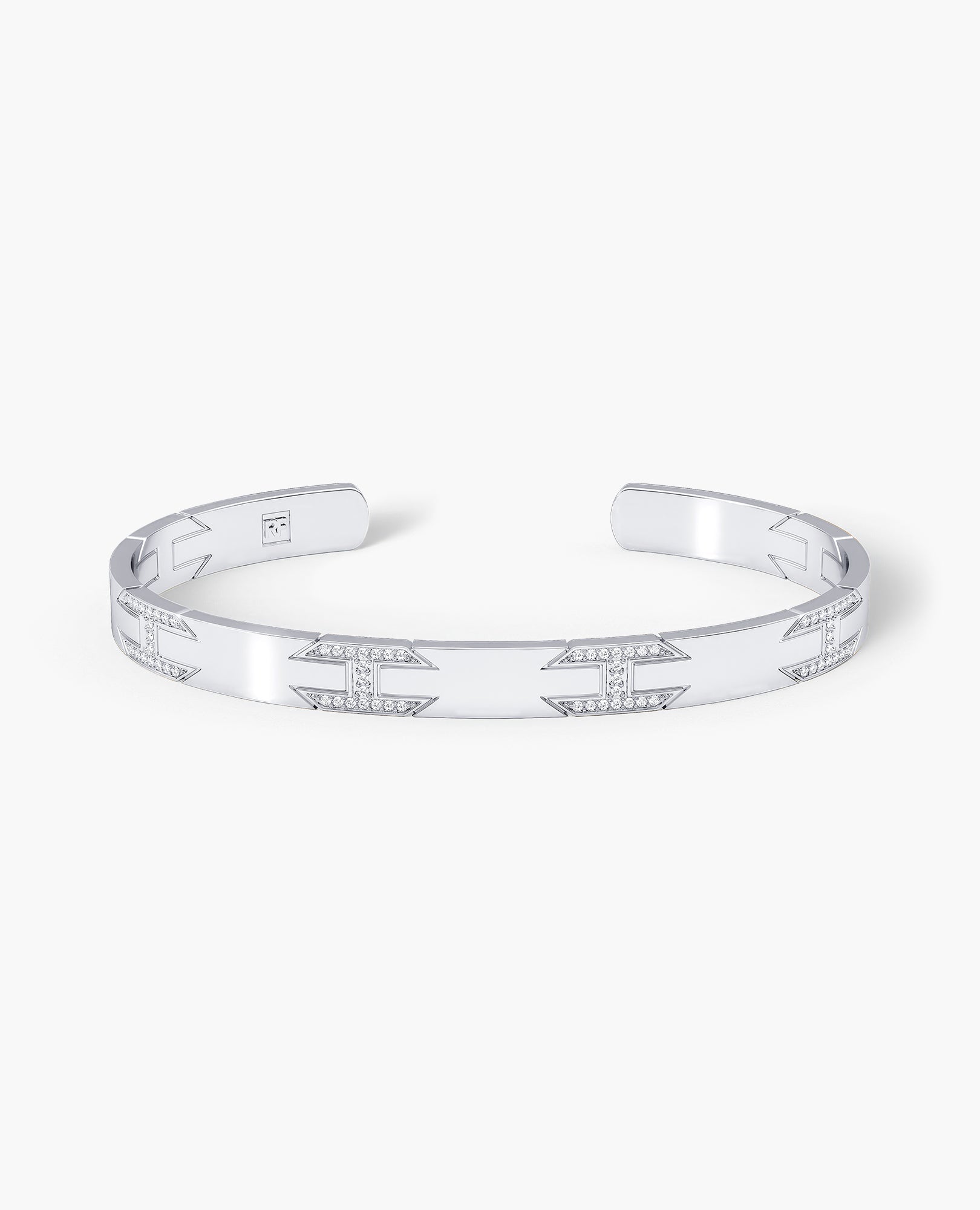 BRIGGS Gold Cuff Bangle Bracelet with Diamonds - 6.5mm
