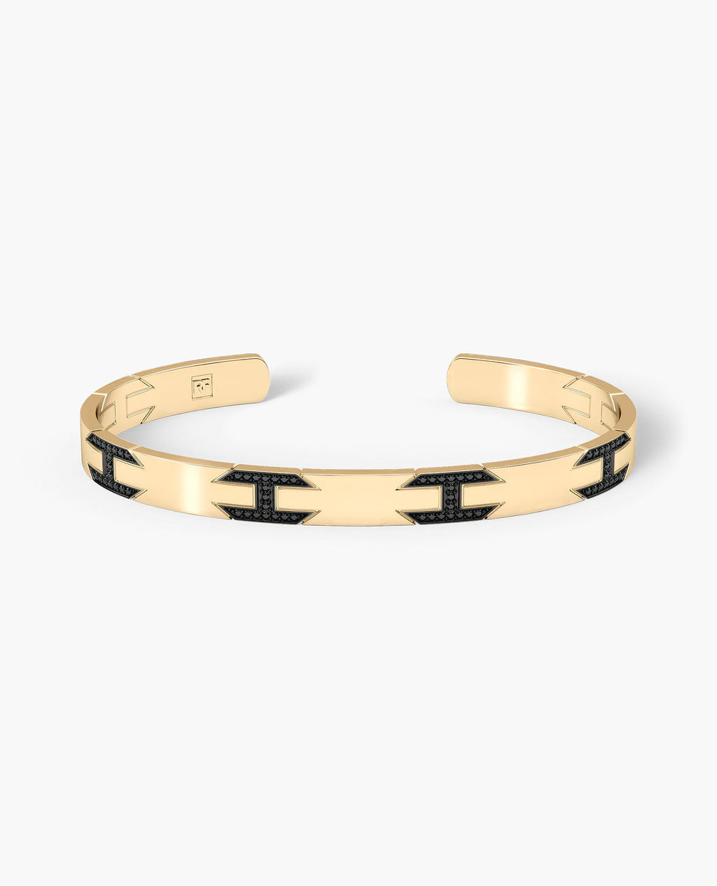 BRIGGS Gold Cuff Bangle Bracelet with Black Diamonds - 6.5mm