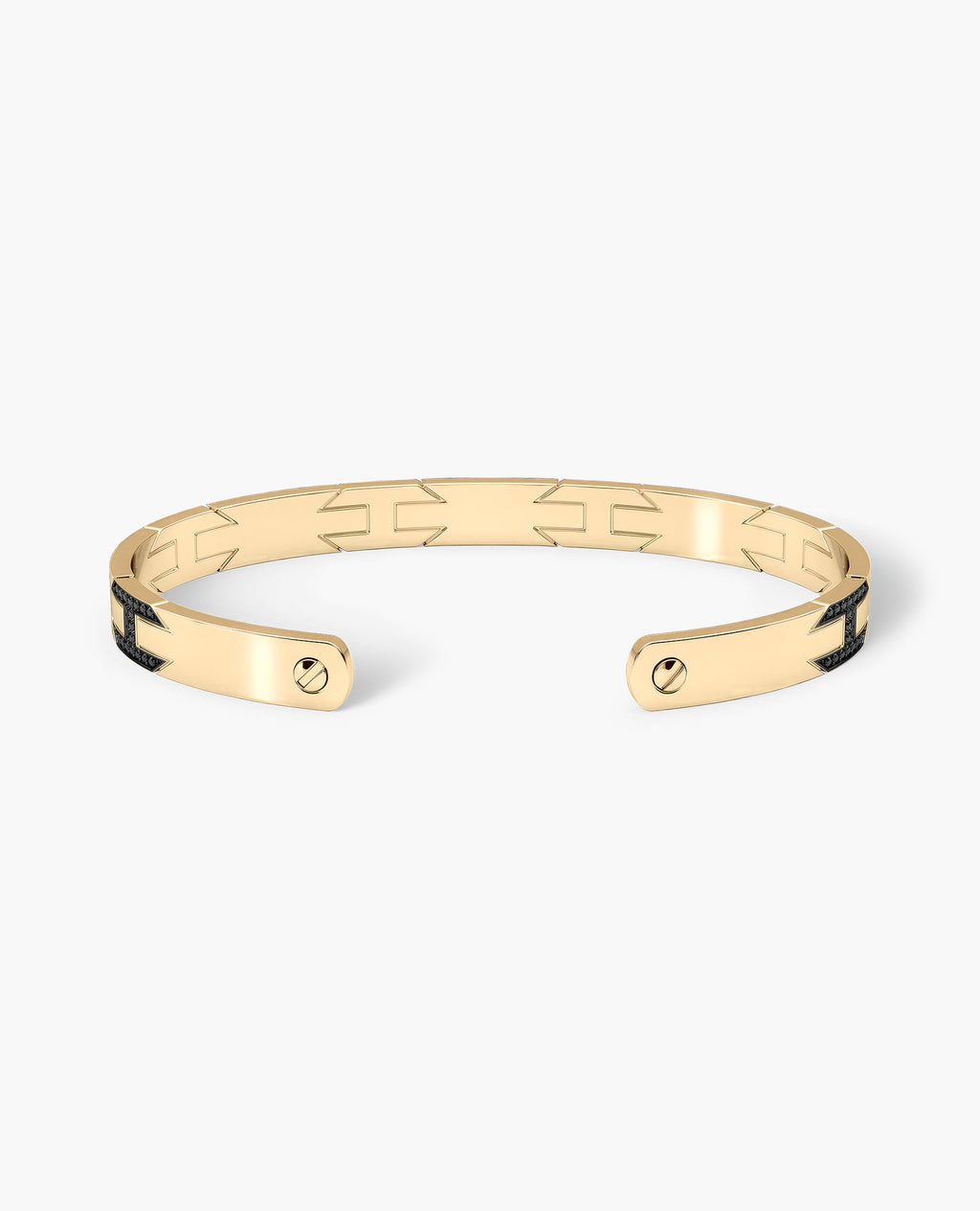 BRIGGS Gold Cuff Bangle Bracelet with Black Diamonds - 6.5mm