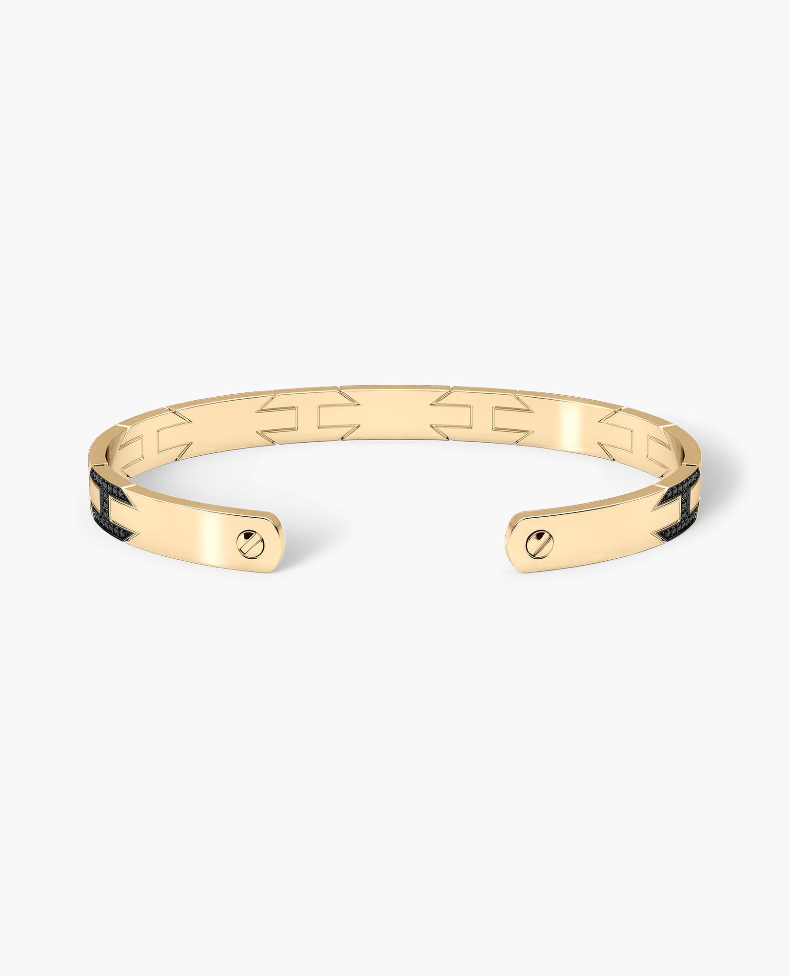BRIGGS Gold Cuff Bangle Bracelet with Black Diamonds - 6.5mm