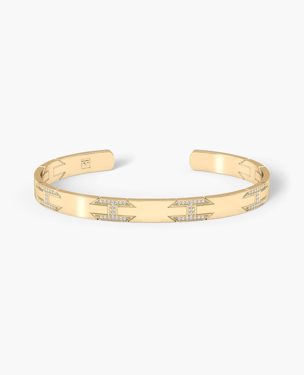 BRIGGS Gold Cuff Bangle Bracelet with Diamonds - 6.5mm