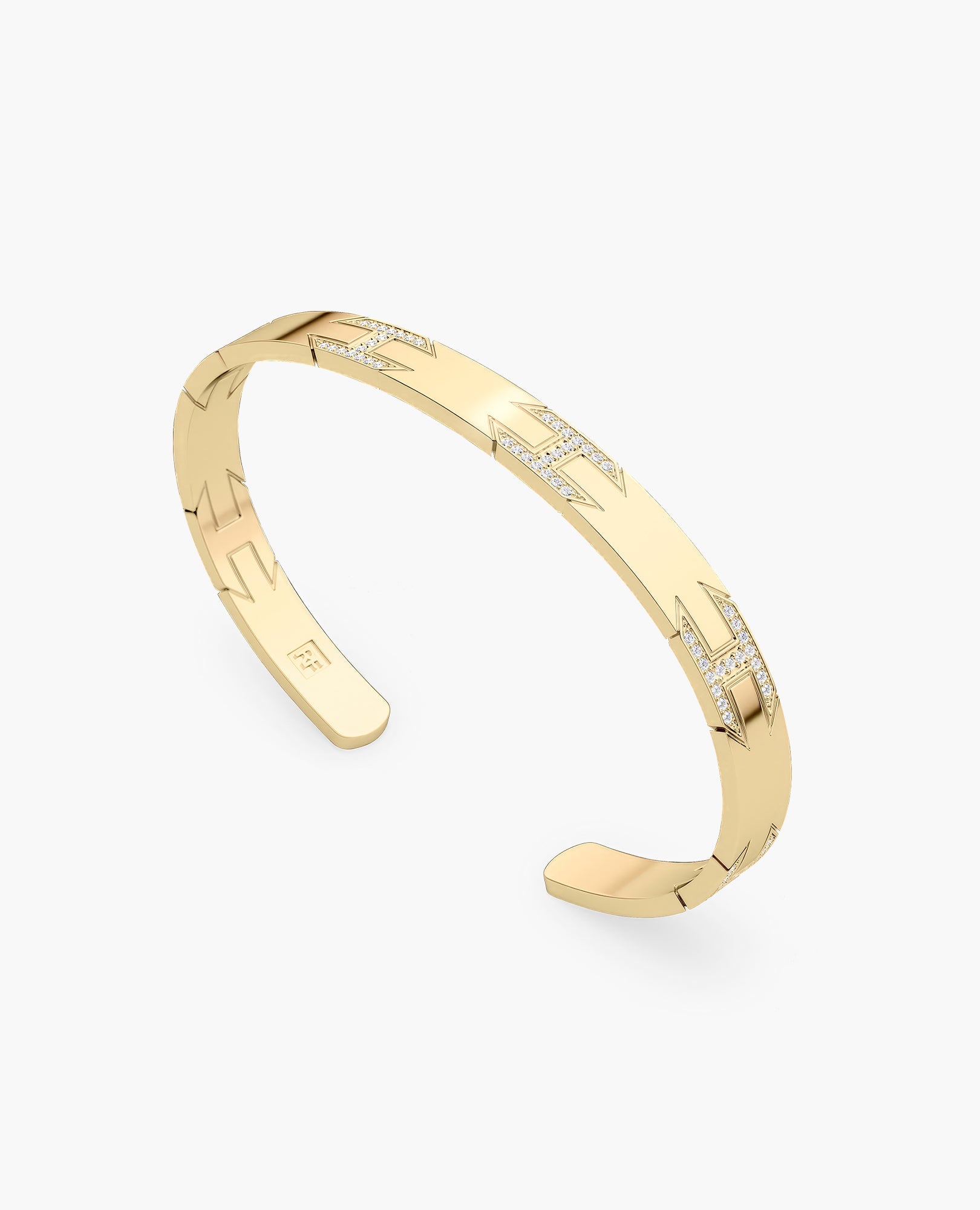 BRIGGS Gold Cuff Bangle Bracelet with Diamonds - 6.5mm