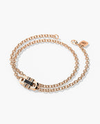 MOSS Gold Charm Bracelet with 0.12ct Black Diamonds