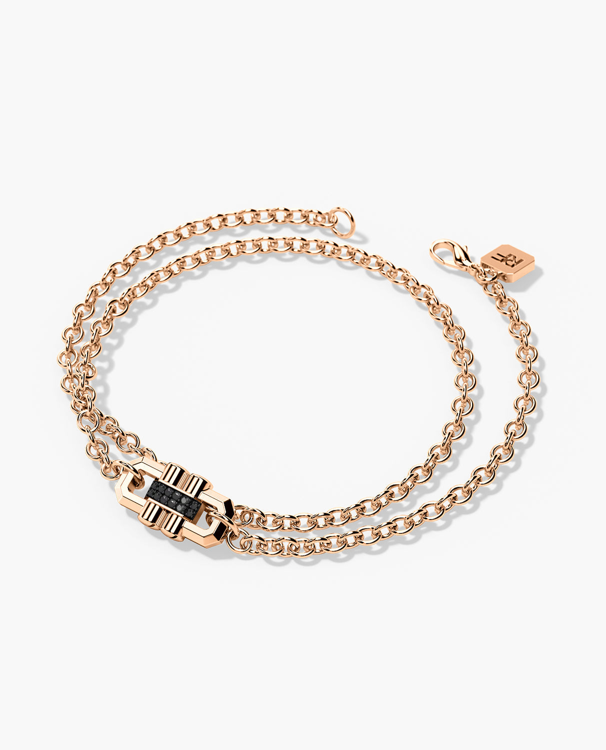 MOSS Gold Charm Bracelet with 0.12ct Black Diamonds