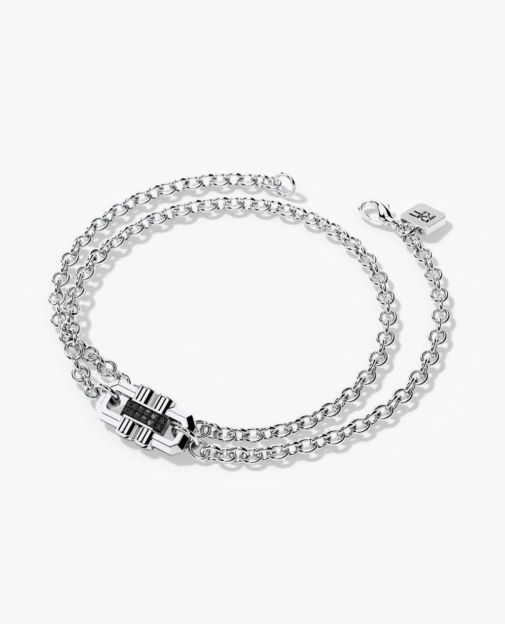 MOSS Gold Charm Bracelet with 0.12ct Black Diamonds