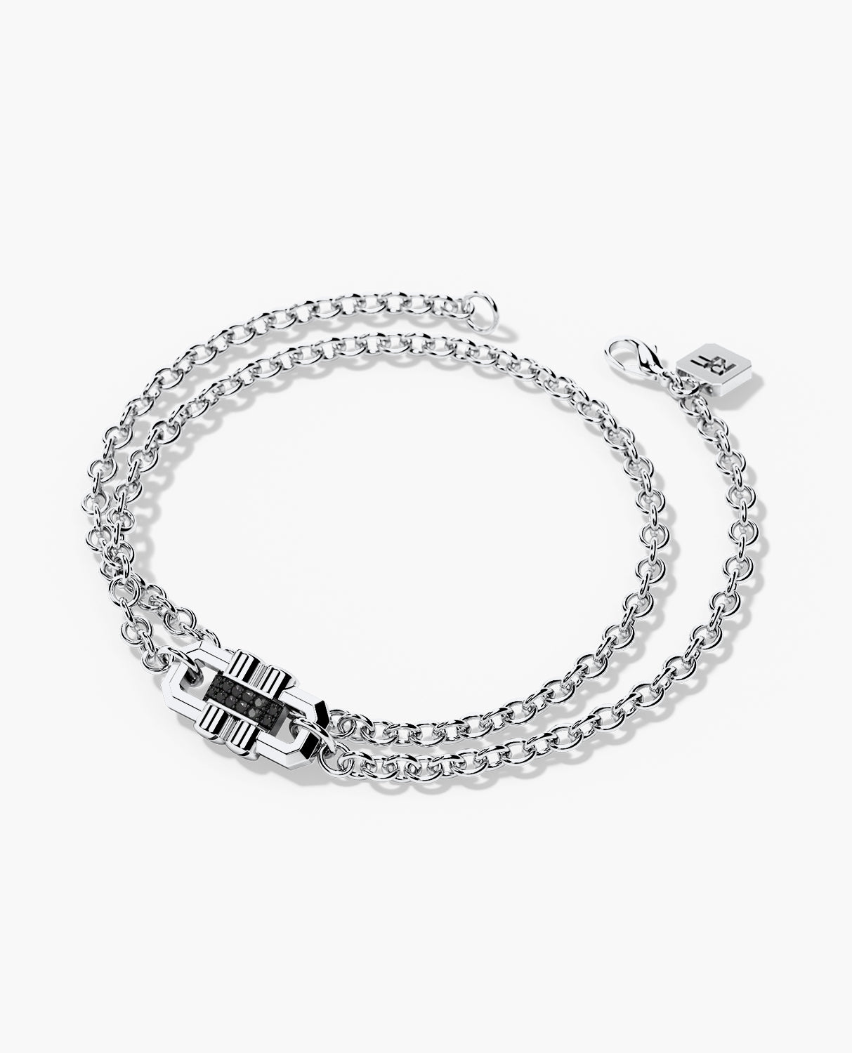 MOSS Gold Charm Bracelet with 0.12ct Black Diamonds