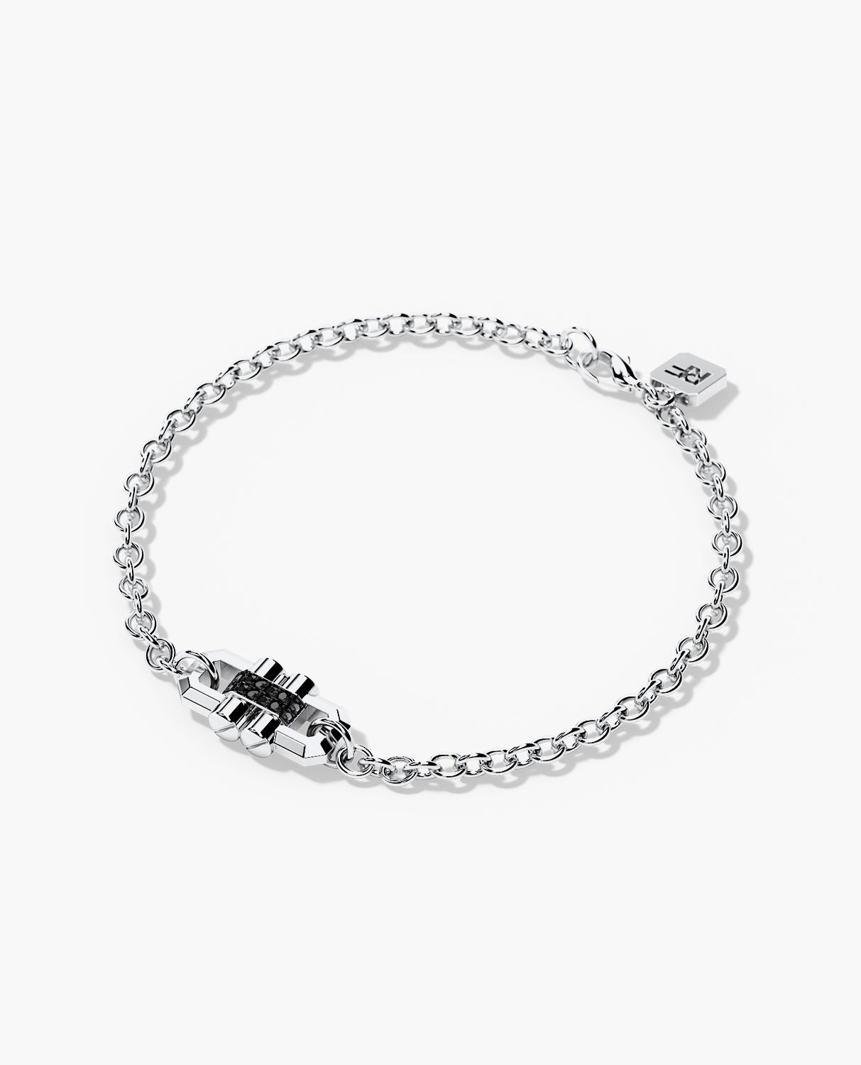 MOSS Gold Charm Bracelet with 0.12ct Black Diamonds