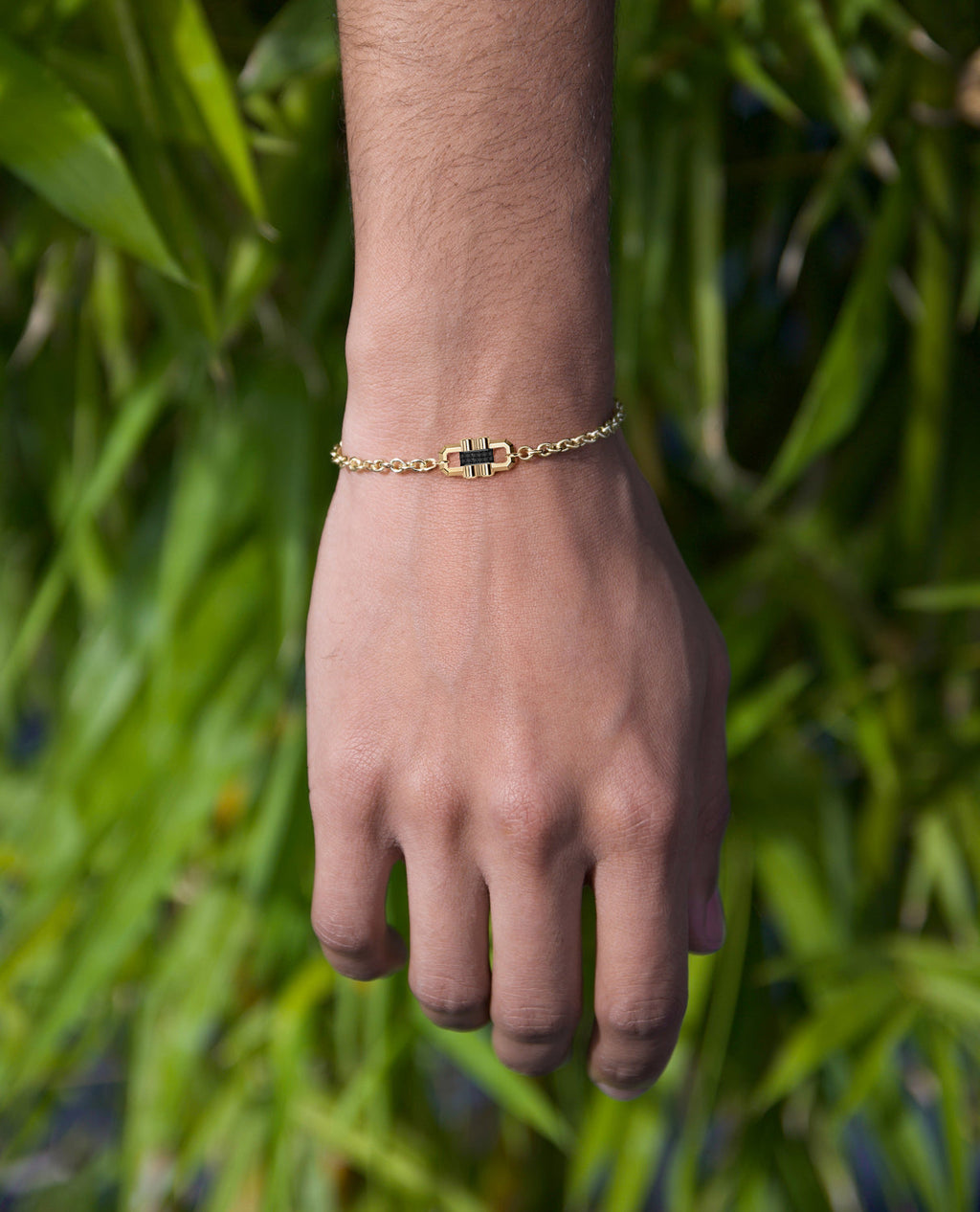 MOSS Gold Charm Bracelet with 0.12ct Black Diamonds