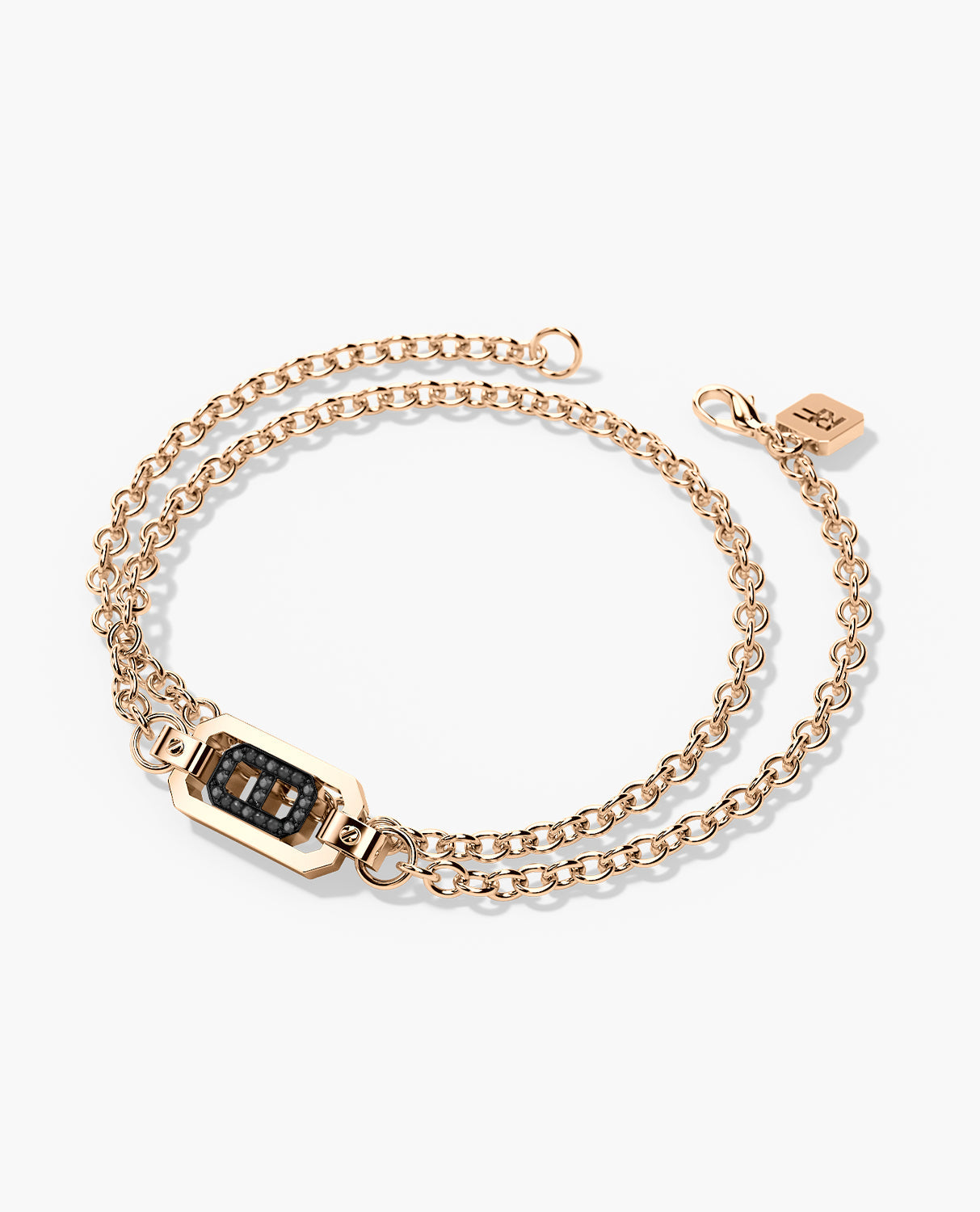 BRIGGS Gold Charm Bracelet with 0.10ct Black Diamonds