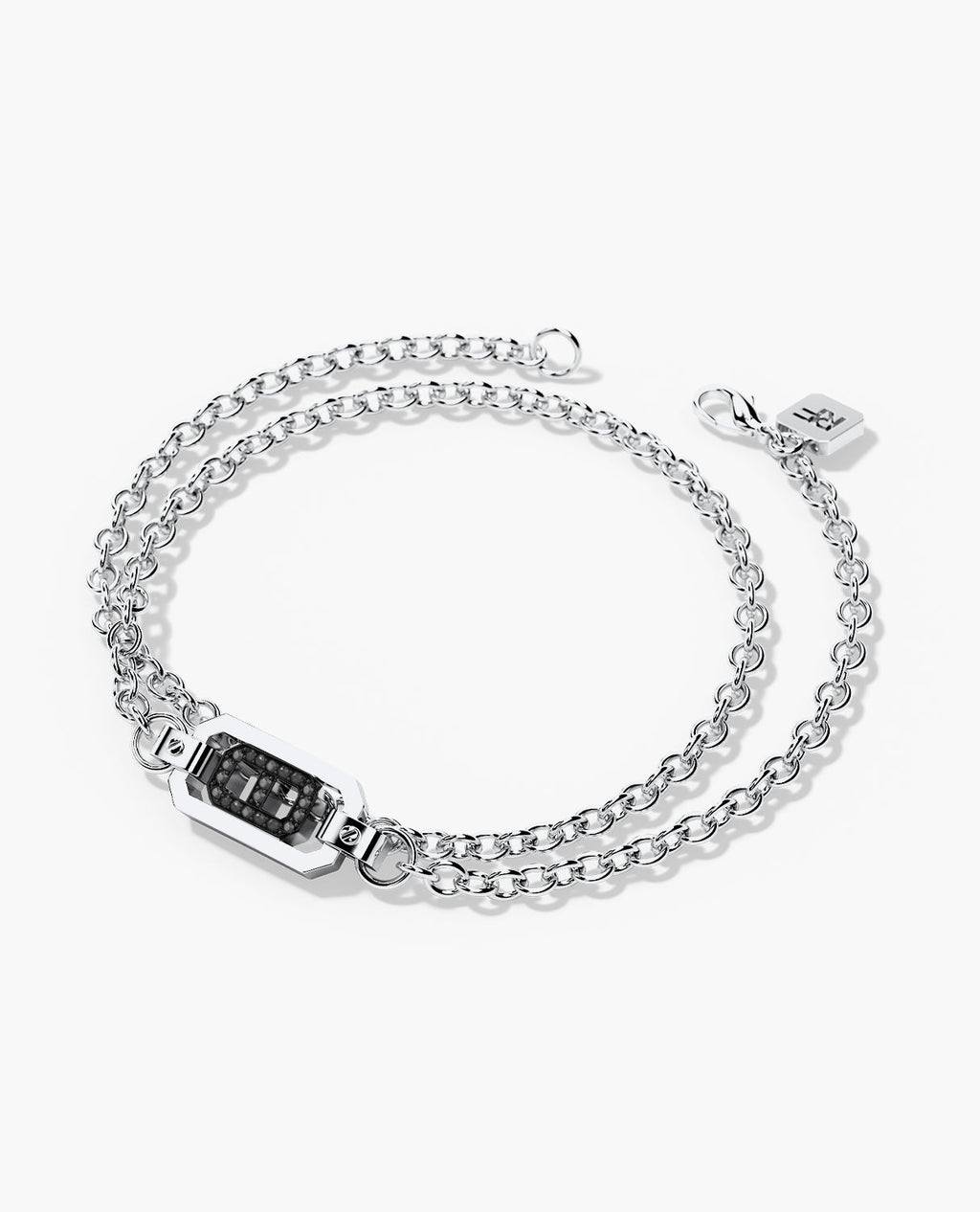 BRIGGS Gold Charm Bracelet with 0.10ct Black Diamonds