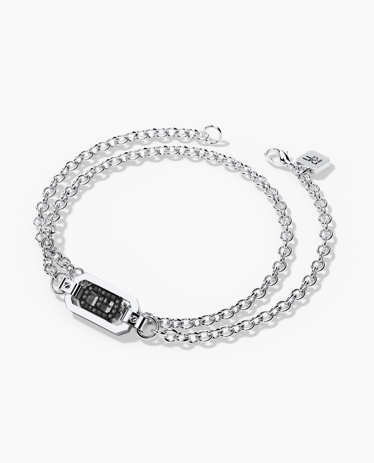 BRIGGS Gold Charm Bracelet with 0.10ct Black Diamonds