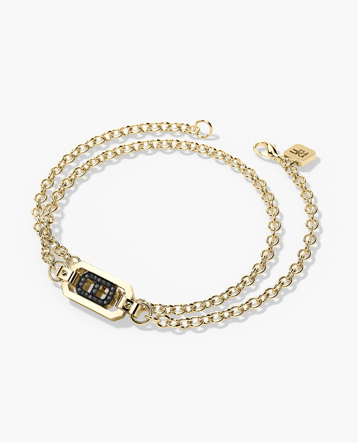 BRIGGS Gold Charm Bracelet with 0.10ct Black Diamonds