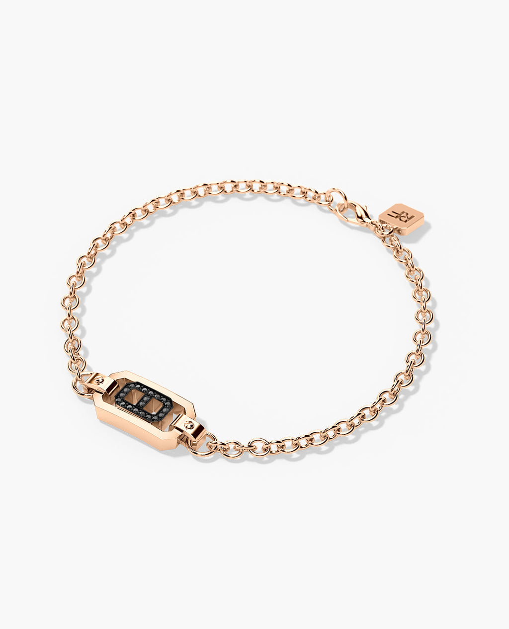 BRIGGS Gold Charm Bracelet with 0.10ct Black Diamonds