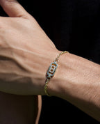 BRIGGS Gold Charm Bracelet with 0.10ct Black Diamonds