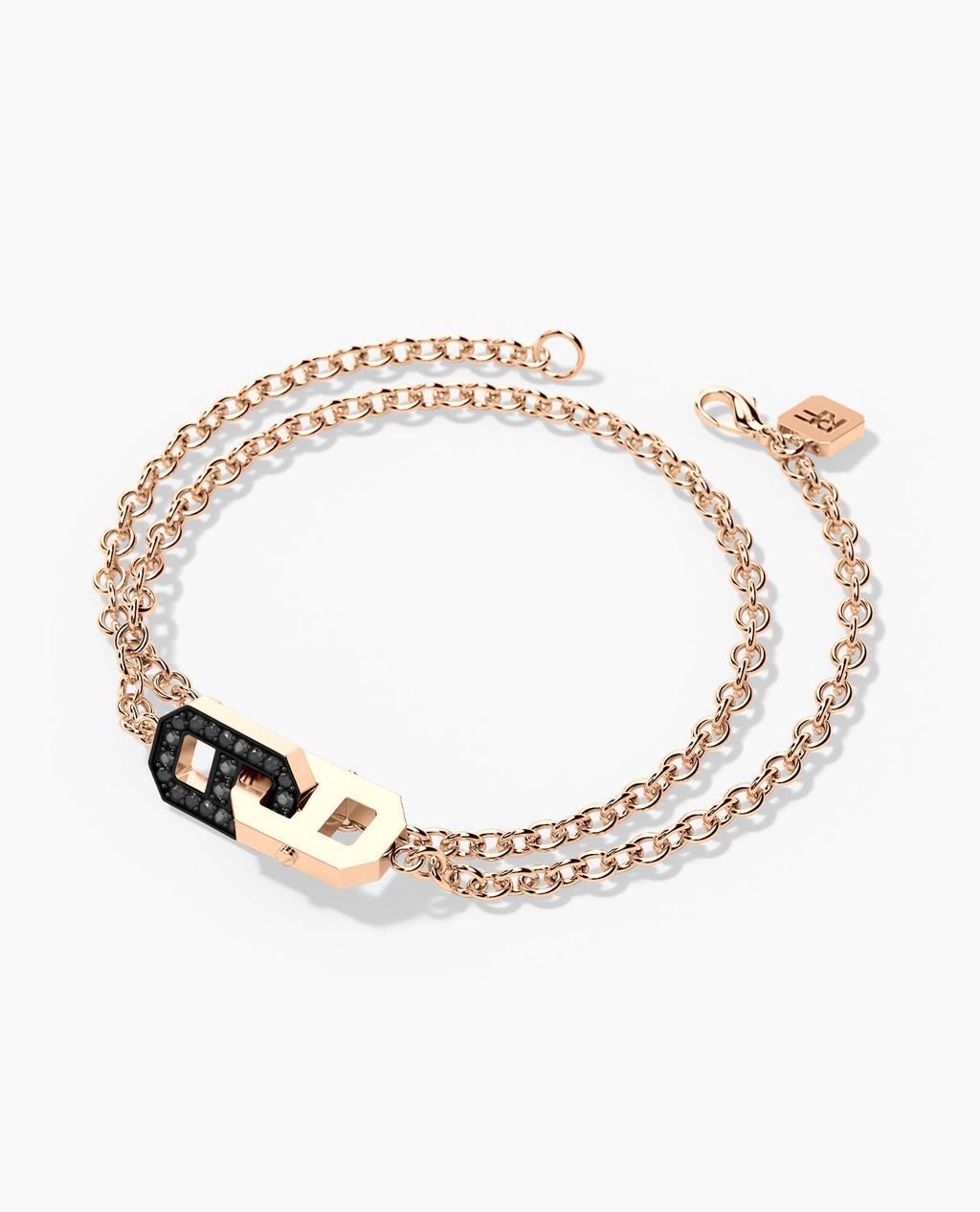 BRIGGS Gold Charm Bracelet with 0.45ct Black Diamonds
