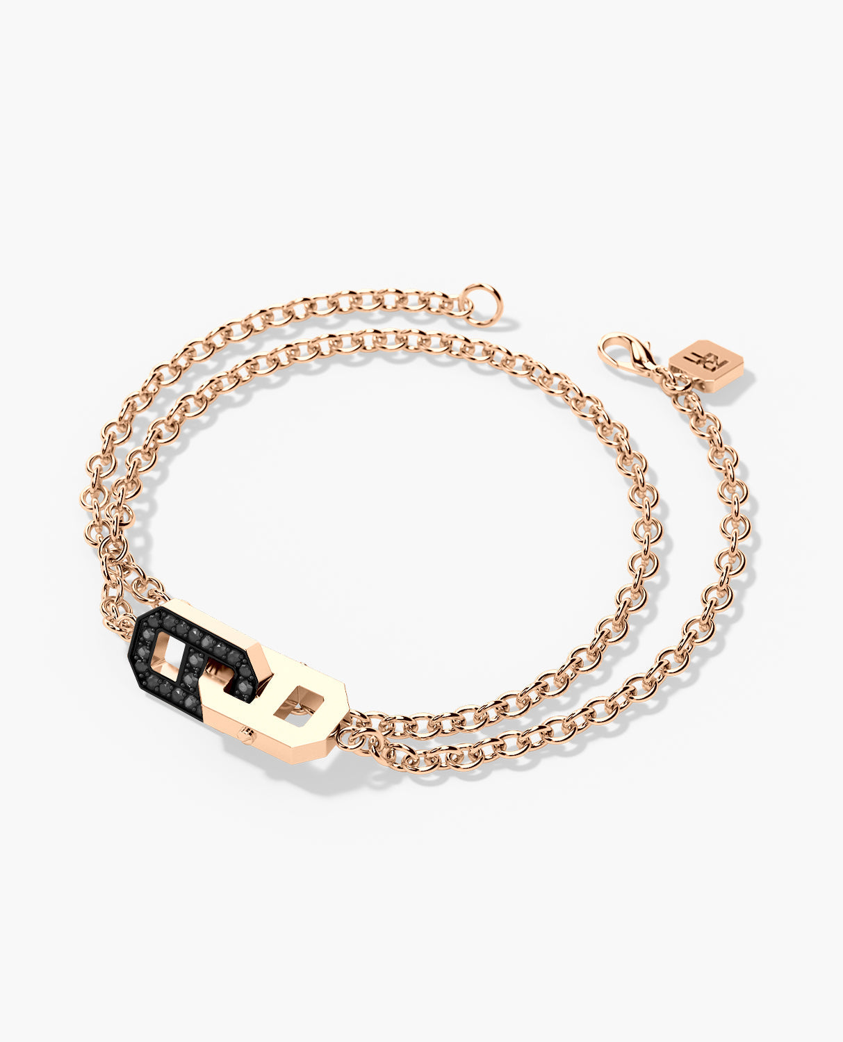 BRIGGS Gold Charm Bracelet with 0.45ct Black Diamonds