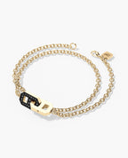 BRIGGS Gold Charm Bracelet with 0.45ct Black Diamonds