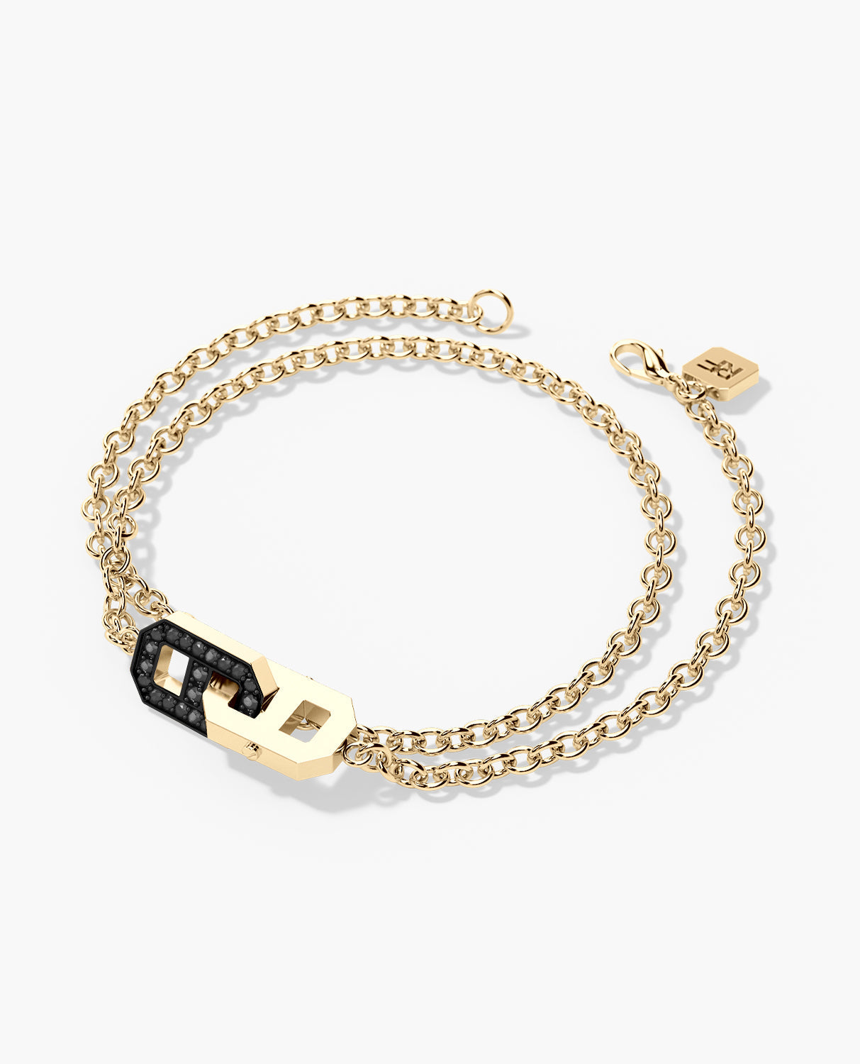 BRIGGS Gold Charm Bracelet with 0.45ct Black Diamonds