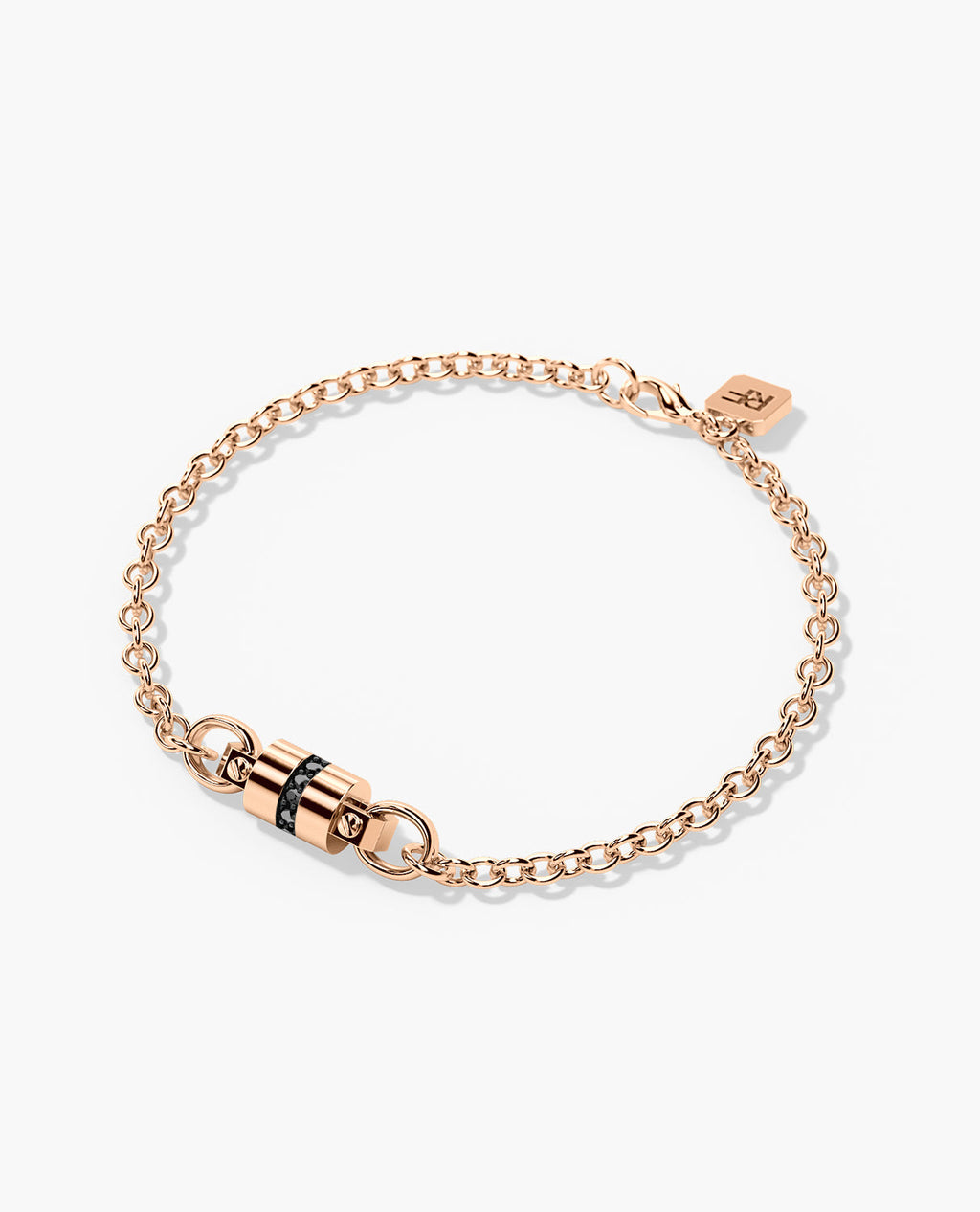 FRANKLIN Gold Charm Bracelet with 0.17ct Black Diamonds