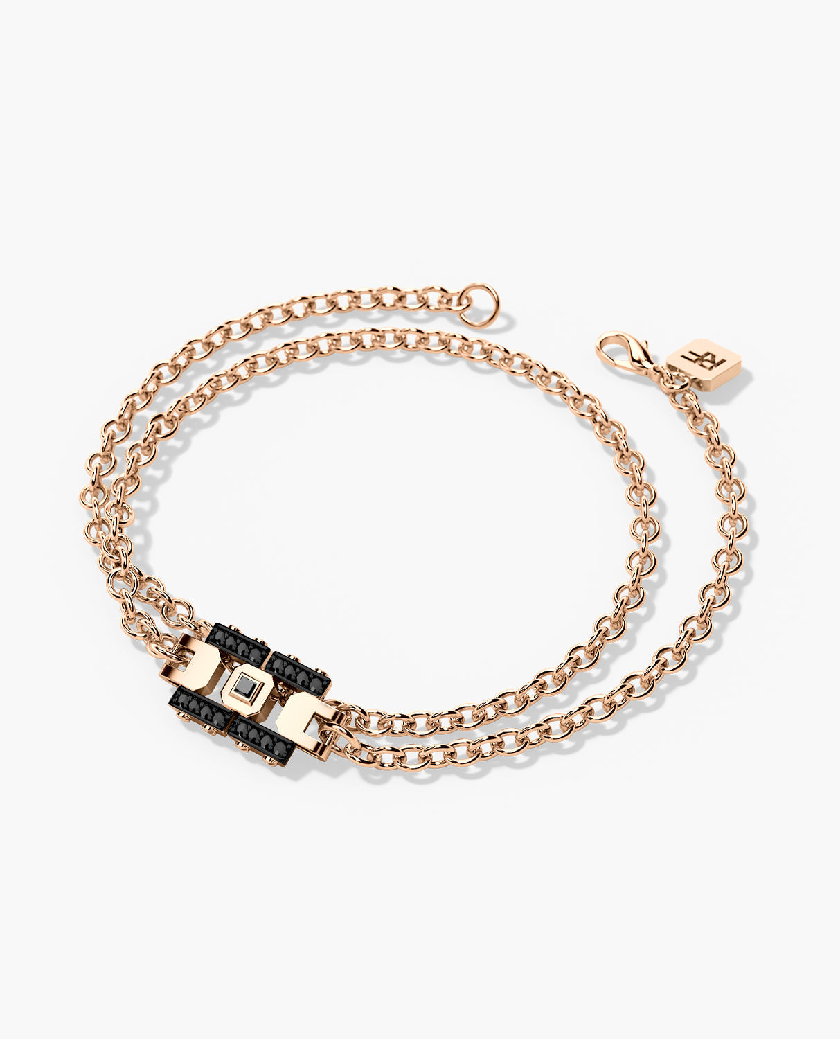 LA PAZ Gold Charm Bracelet with 0.20ct Black Diamonds