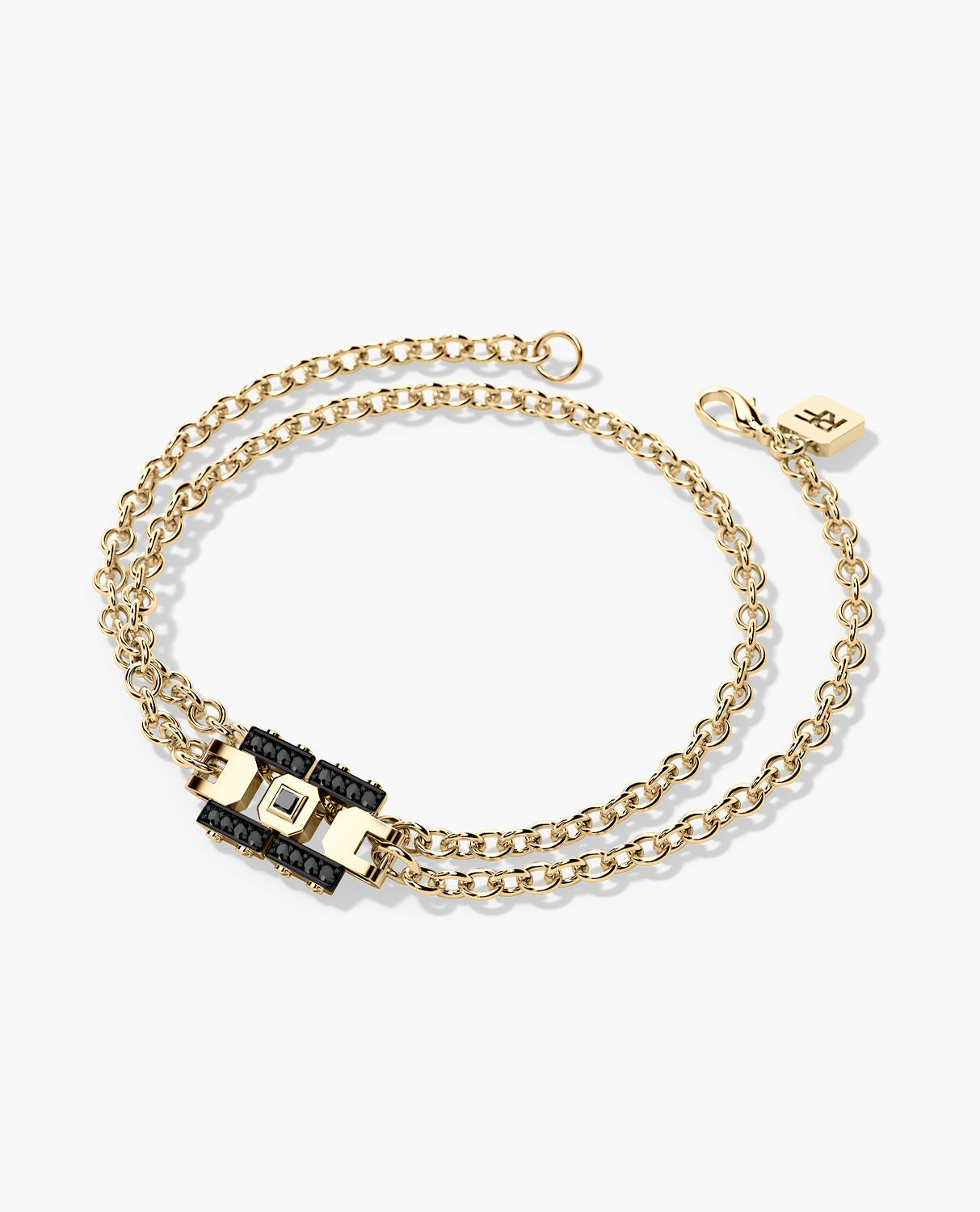 LA PAZ Gold Charm Bracelet with 0.20ct Black Diamonds