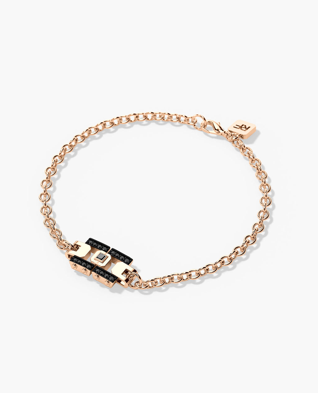 LA PAZ Gold Charm Bracelet with 0.20ct Black Diamonds