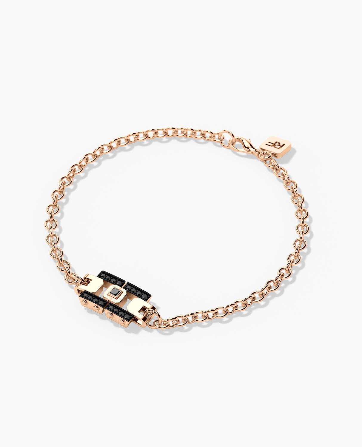 LA PAZ Gold Charm Bracelet with 0.20ct Black Diamonds