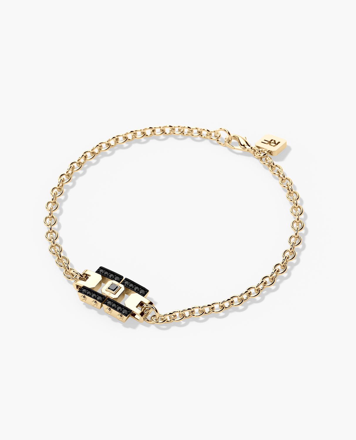 LA PAZ Gold Charm Bracelet with 0.20ct Black Diamonds