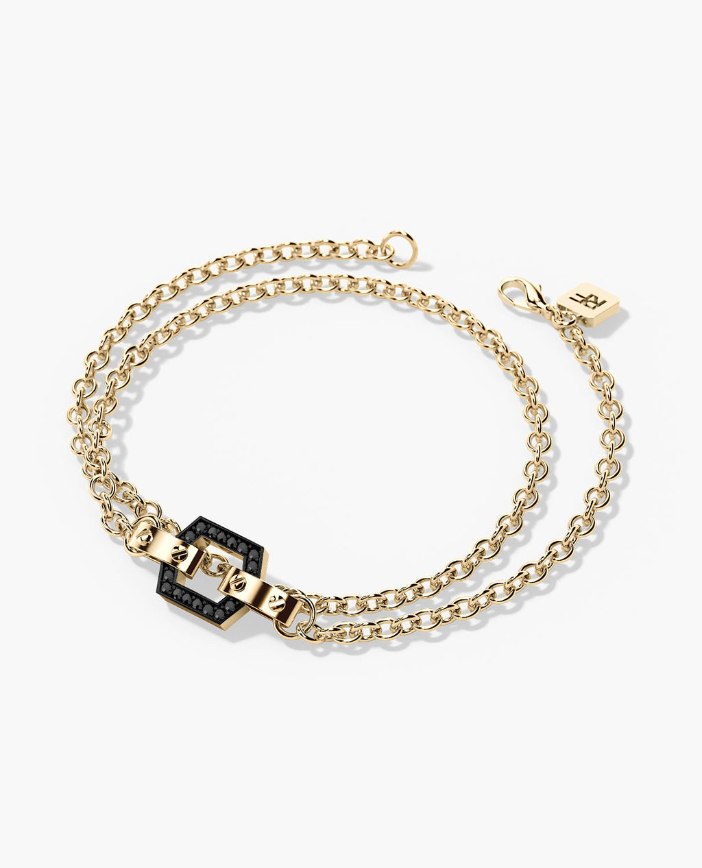 NORTHSTAR Gold Charm Bracelet with 0.16ct Black Diamonds