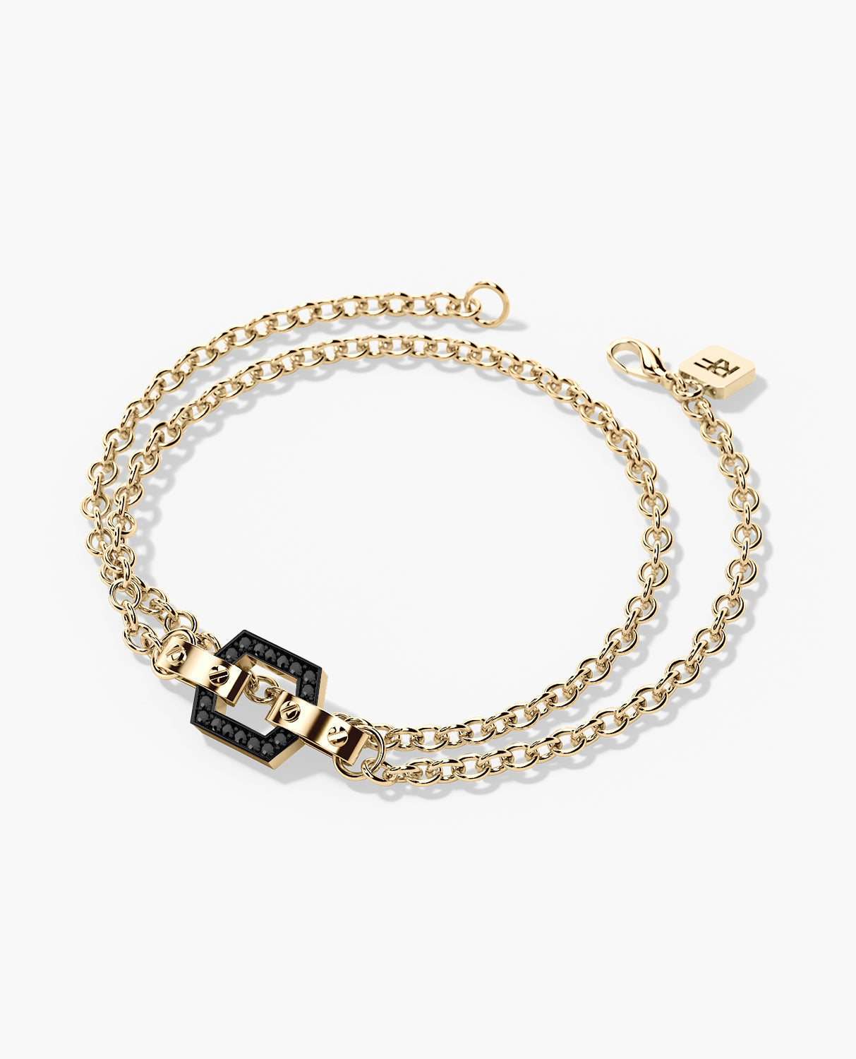 NORTHSTAR Gold Charm Bracelet with 0.16ct Black Diamonds