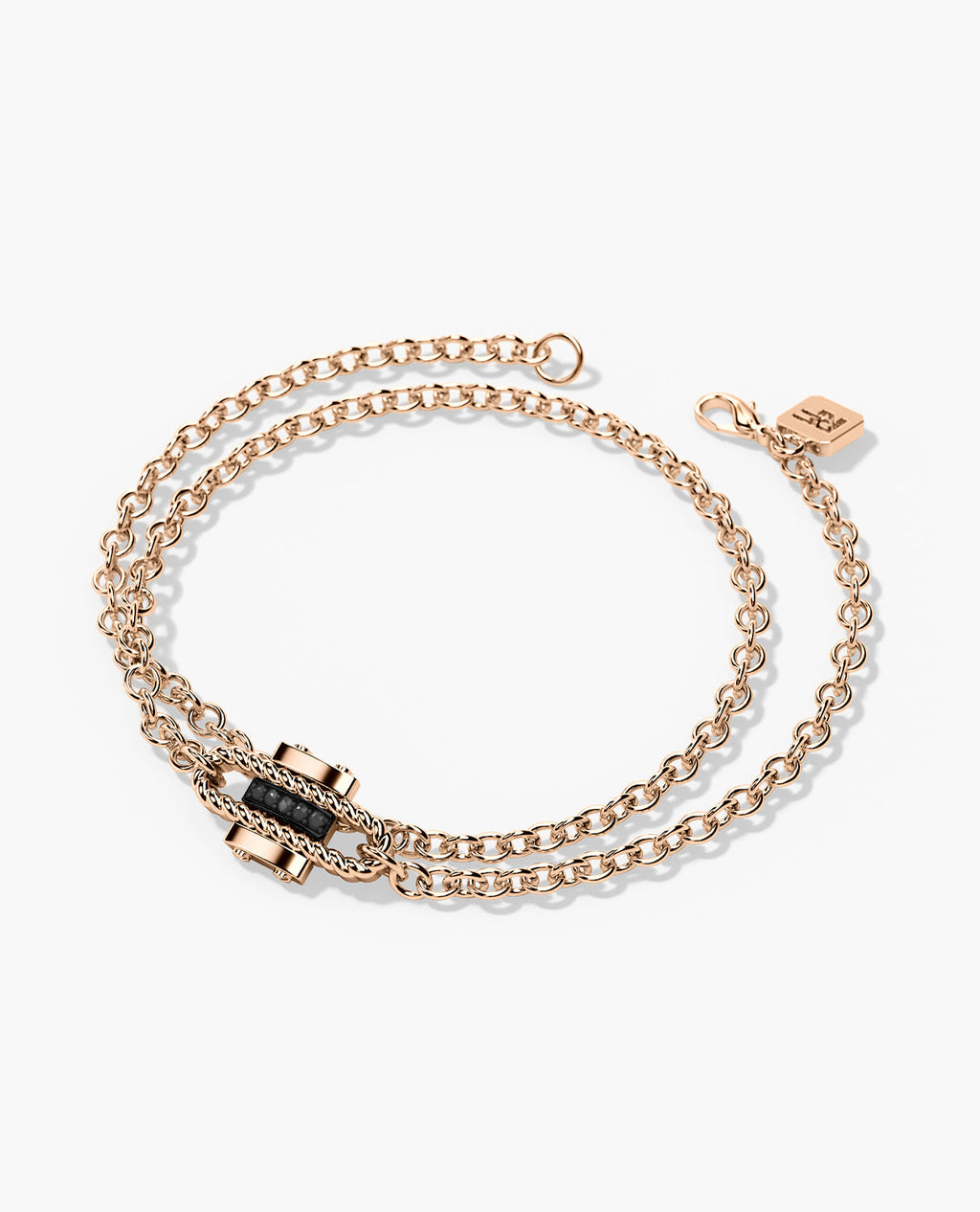 ROPES Gold Charm Bracelet with 0.05ct Black Diamonds