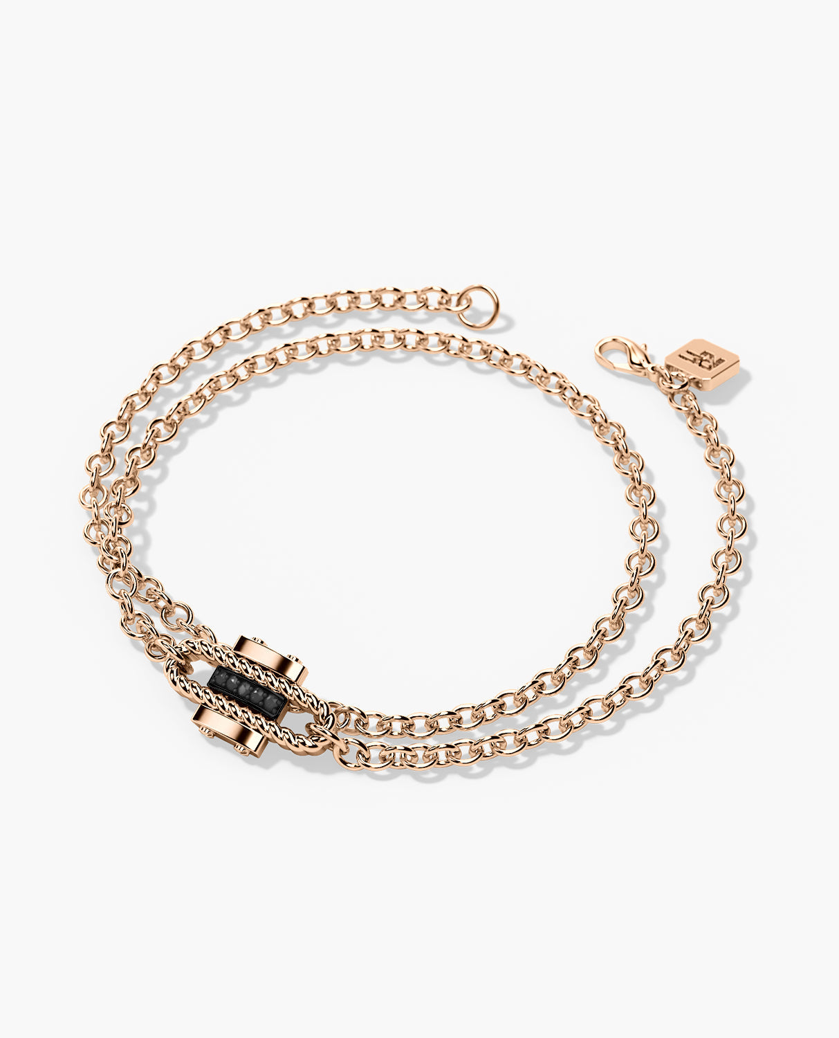 ROPES Gold Charm Bracelet with 0.05ct Black Diamonds