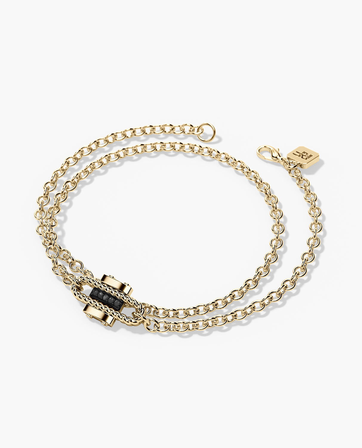 ROPES Gold Charm Bracelet with 0.05ct Black Diamonds