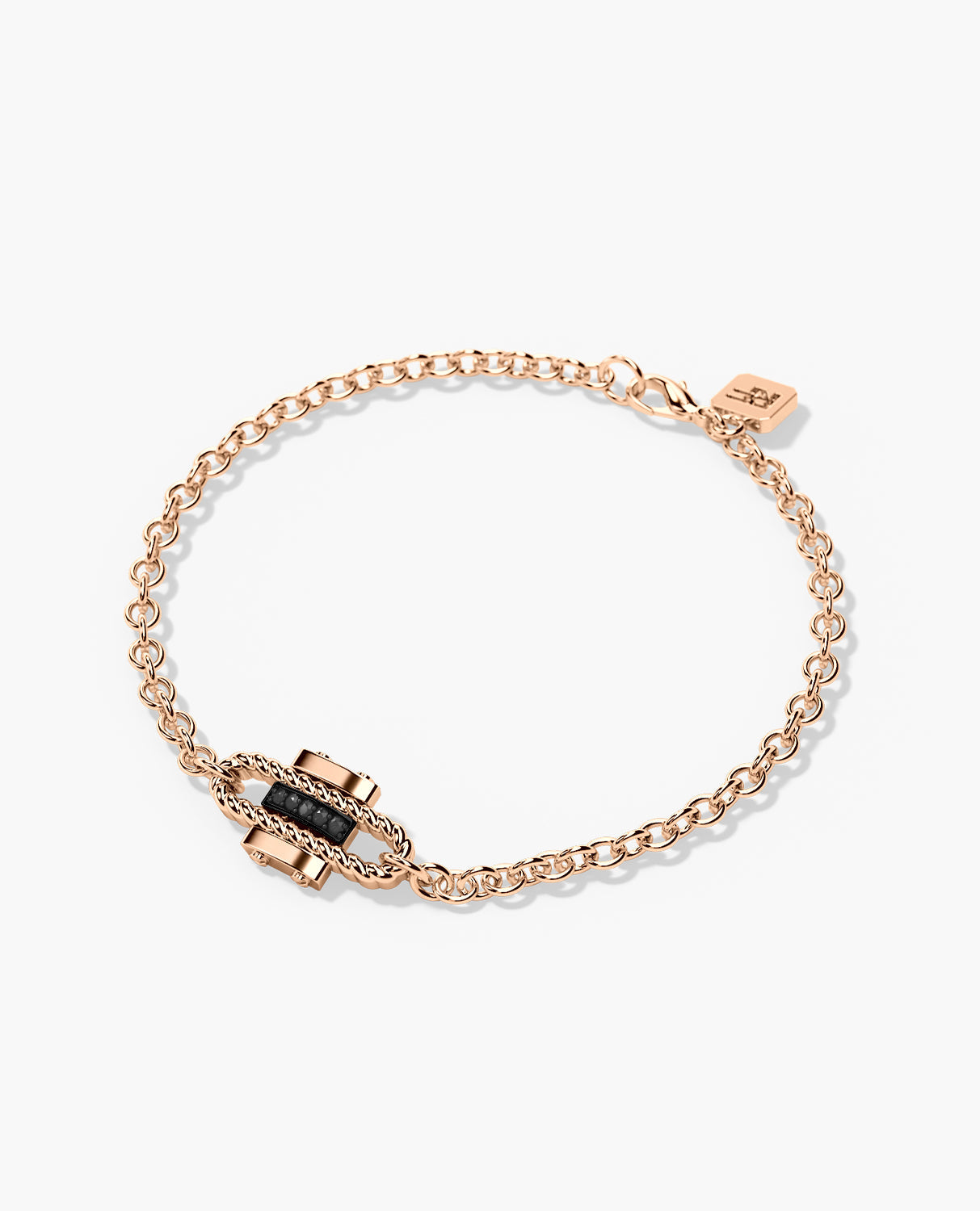 ROPES Gold Charm Bracelet with 0.05ct Black Diamonds
