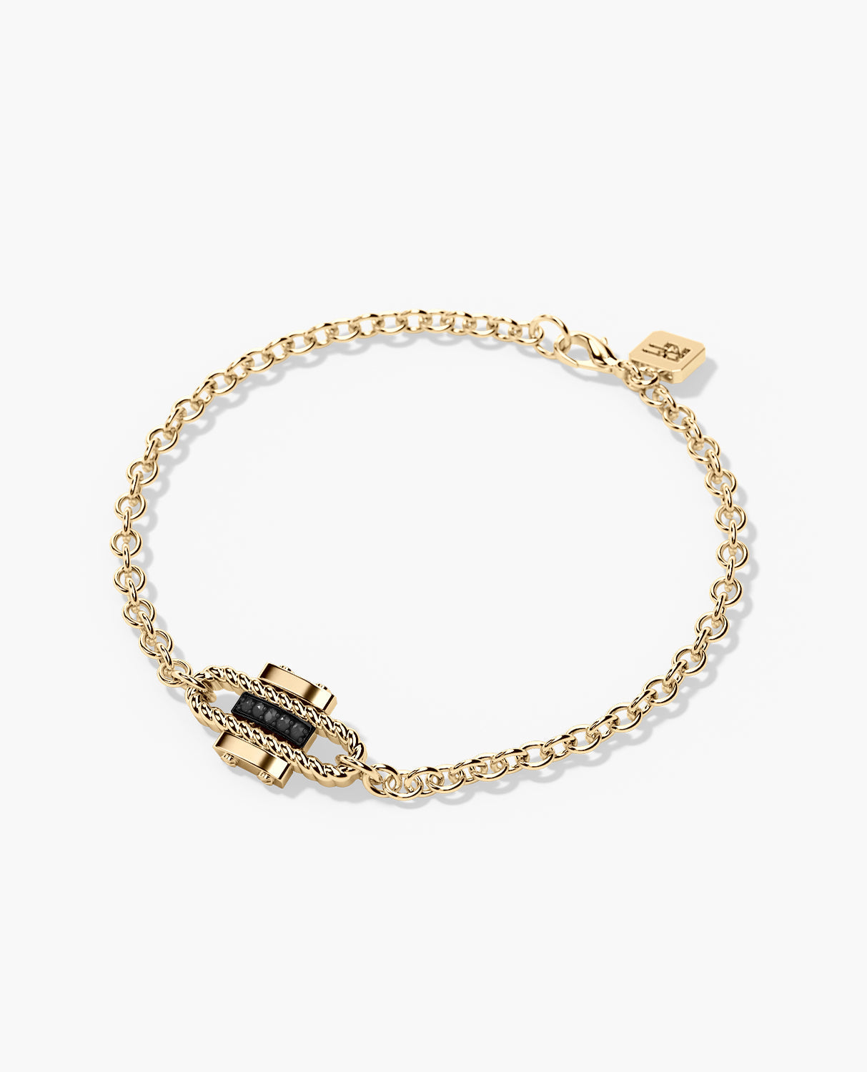 ROPES Gold Charm Bracelet with 0.05ct Black Diamonds